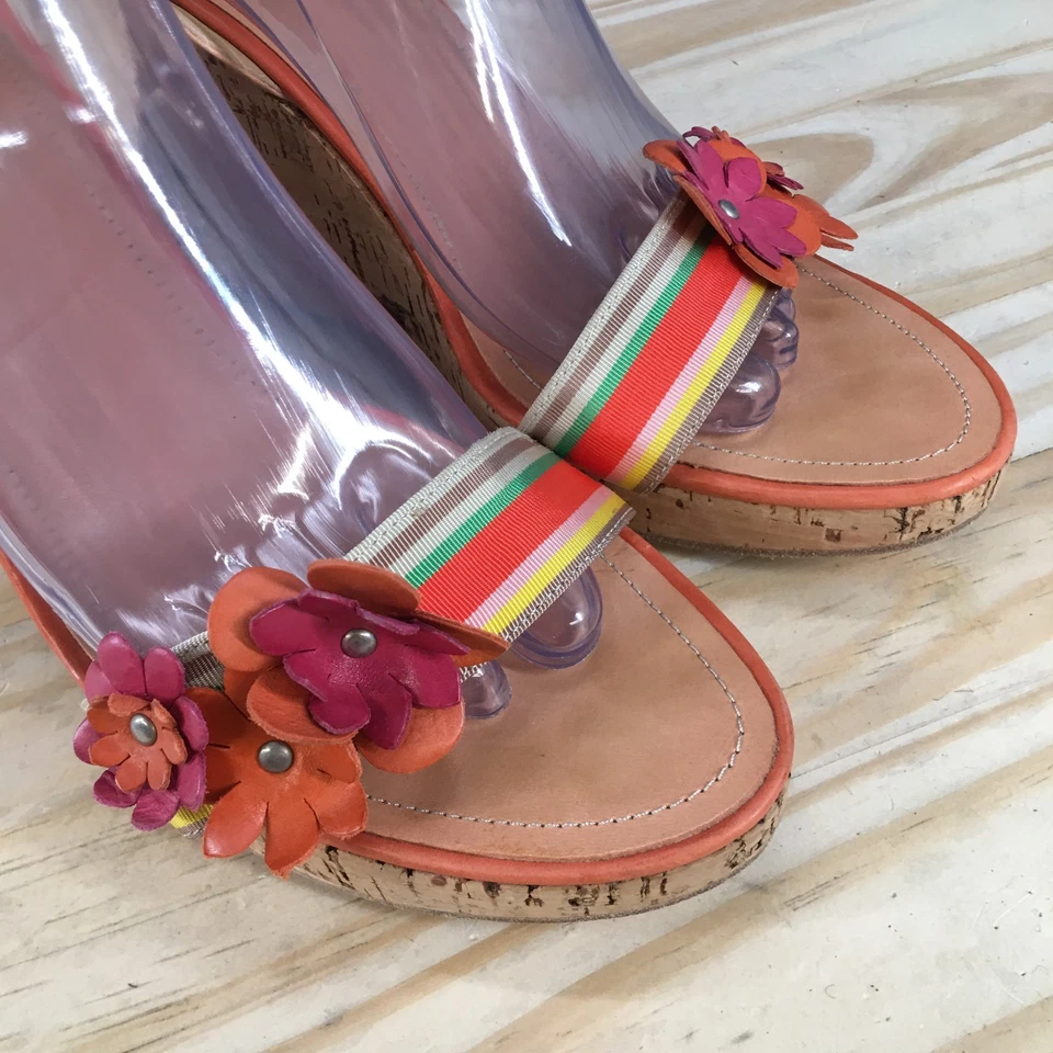 Sandalias Coach para mujer 9,5 M Morgan correa al tobillo multicolor hebilla correa tacones de cuña Foto 3 de 4