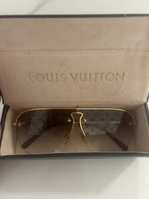 Auth Louis Vuitton Sunglasses Z1469u Gold Metal Grey Gradient Lens
