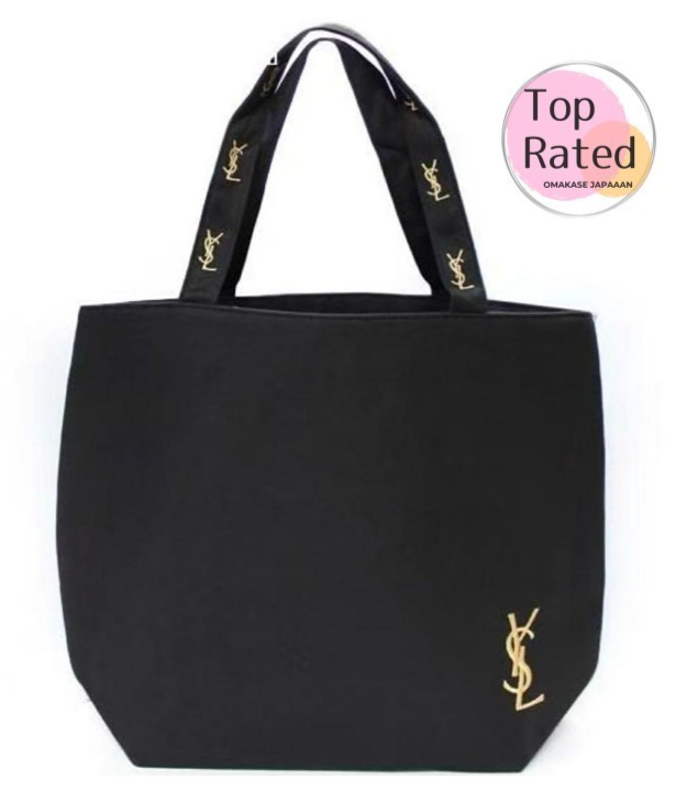YSL Yves Saint Laurent Parfums Tote Bag Black Gold Logo Novelty