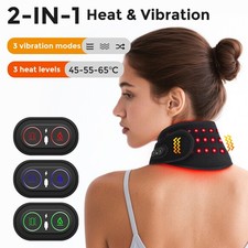 Cordless Red Light Heating Pad Neck Pain Relief Wrap 3 Vibration Massage Modes