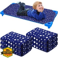 Peryiter 6pc Navy Blue Star Cot Sheets Daycare Toddler Nap Mat