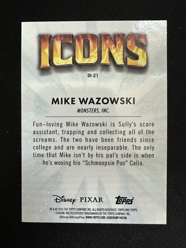 2025 Topps Chrome Disney Mike Wazowski DI21 Disney Icons eBay