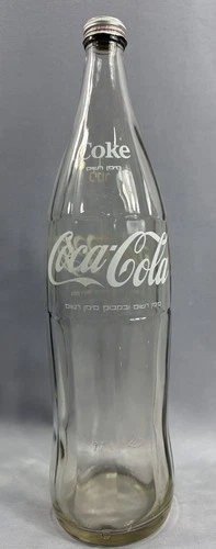 Vintage 1 Liter Foreign Coca Cola Glass Bottle Israel HEBREW Lettering