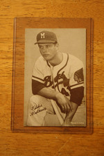 1947-66 EXHIBIT BASEBALL CARD OF EDDIE MATHEWS.  CARD IS EXCELLENT CONDITION.