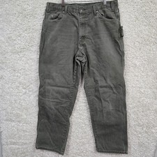Dickies Carpenter Pants Mens 36x32 (fits 34x30.5) Green Duck Canvas Utility