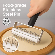 Pizza Dough Docker Roller Stainless Steel, Pin Puncher Dough Hole Maker, Dock...