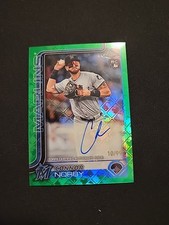 2025 Topps Chrome Green Logofractor Auto Connor Norby Marlins #'d 10/99