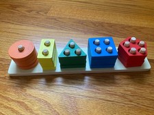 Wooden Montessori Educational Sorting and Stacking Toy - Learn Color and Shapes