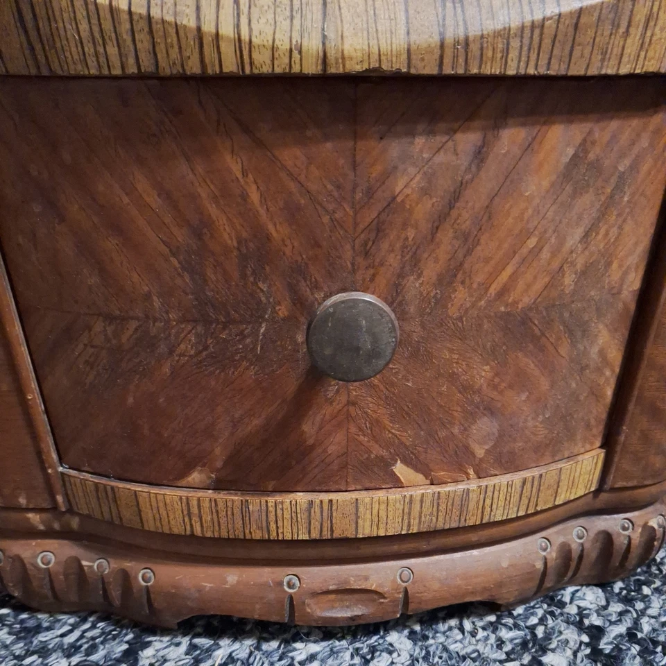 Antiguo - Mesita de noche Art Deco Cascada o Mesa auxiliar Diseño con incrustaciones ENVÍO GRATUITO Foto 3 de 4