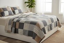 King Quilt Set Farmhouse Patchwork Comforte Rustic Cottagecore Bedspread Shams