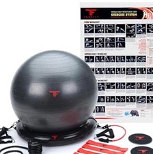 Set allenamento ThinkFit palla da esercizio, fasce ad anello, anello di stabilità set base completo