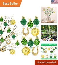St. Patricks Day Decorations Shamrock Ornaments - 48pcs Shamrock Clover Gold ...