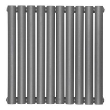 Image of Anthracite Designer Radiator Heated Ladder Towel Rail Flat Panel Oval Column Rad