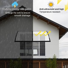 Vordach Haustürvordach 160-200CM Kunststoff Pultvordach Tür Überdachung Haus Dac