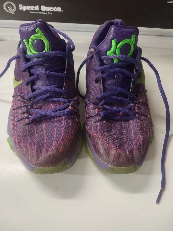 Nike KD 8 туфли кроссовки размер 4,5Y Kevin Durant фиолетовый и зеленый 768867 535 - Изображение 3 из 4