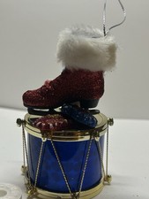 Christmas Ornaments Drum Musical Set of 2 Red Multiple Colors