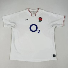 Nike England 2009 Rugby Shirt Jersey Union National Team White O2 Mens XL