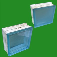 Light Blue Glass Block Privacy Square One Side Clear Other Frosted 190mm x 80mm