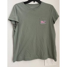 Girls Vineyard Vines Green/Pink Whale Pocket T-Shirt Size Large