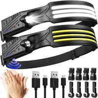 Stirnlampe LED Wiederaufladbar 3000 Lumen 230° Weitwinkel IPX5 2 StüCk