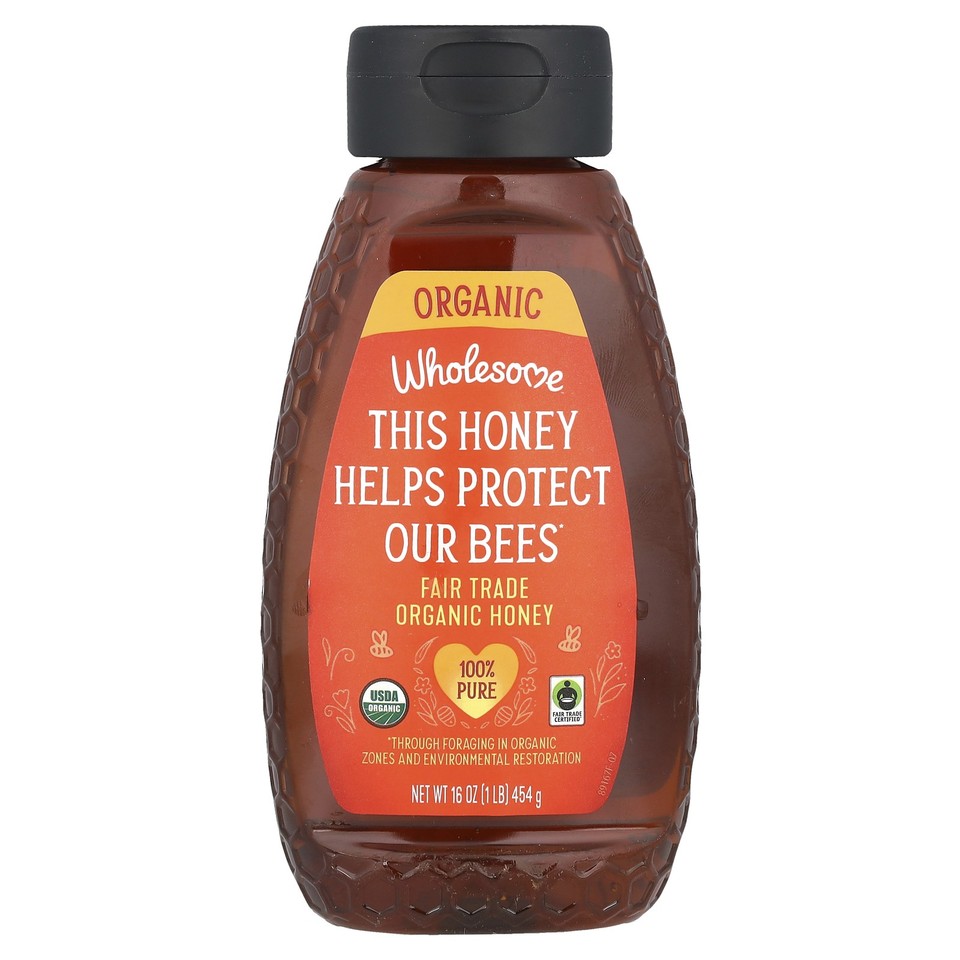 Wholesome Sweeteners Inc Organic Honey 16 oz 454 g Fair Trade, Gluten-Free,