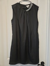 Black Dress by Phillip Lim 3.1  XL Sleeve less  Shift. Clear Beading on Neck