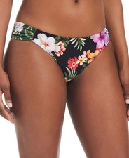 Bar III Womens Floral-Print Side-Tab Bikini Swim Bottom MBTH25501 Multi Black L