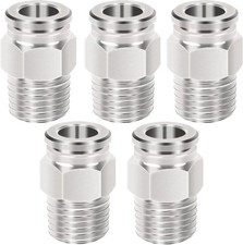 5PCS 1/4" OD x 1/8" NPT Male Push-to-Connect Air Fittings Nickel-Plated Brass
