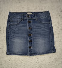 SO Button Up Jean Skirt Size 12 In Girls EUC Light Wash