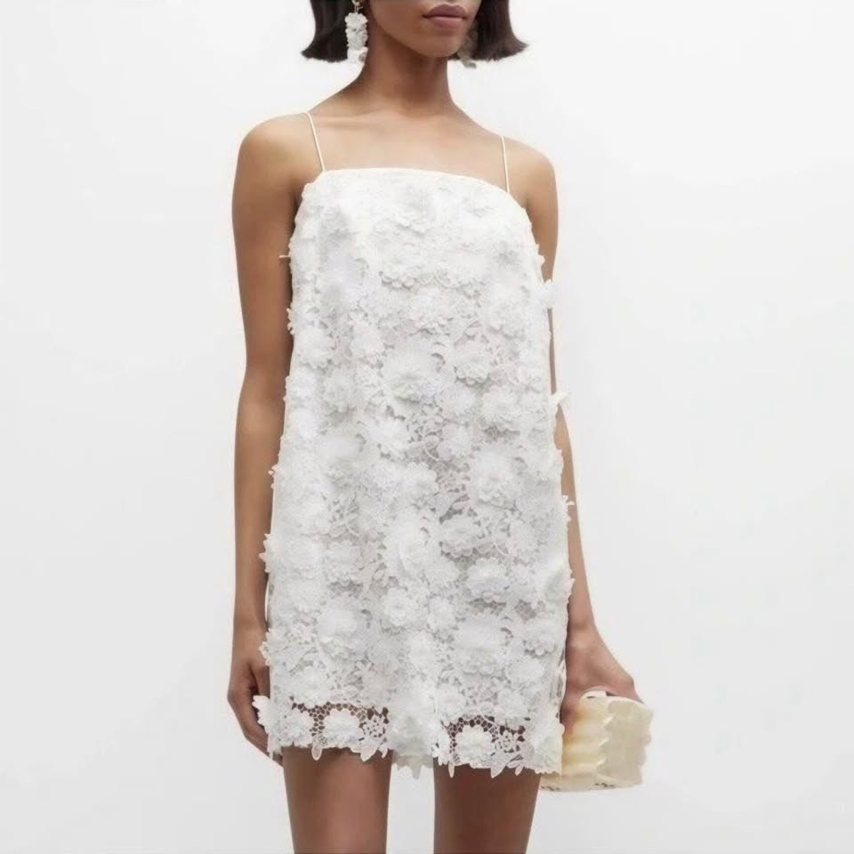 Zimmermann Raie Lace Mini Dress 0 / AU 8 / US 4 White Bridal Wedding Cocktail image 4