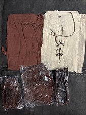 5 Pc Halloween Renaissance Costume Set Medieval Pirate Shirt Ankle Banded 2Xl