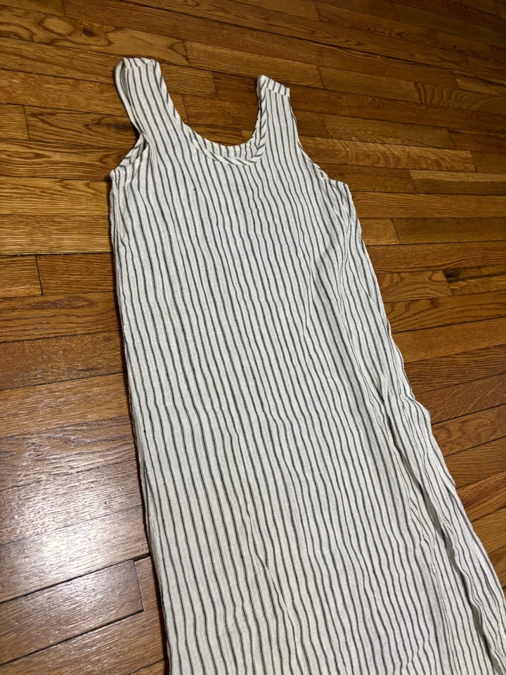 Vestido sin mangas FLAX by Jeanne Engelhart para mujer 100 % lino talla pequeña gris a rayas Foto 2 de 4