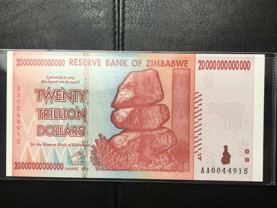 2008 20 trilhões de dólares do Zimbábue nota UNC 100 trilhões série baixa # - Imagem 3 de 4