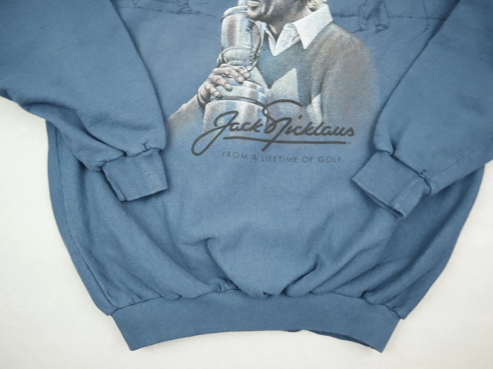 Suéter De Colección Jack Nicklaus Hombres XL Azul Vida De Golf Swing Stance Crew EE. UU. Foto 3 de 4
