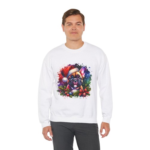 Süße Französische Bulldogge Weihnachtsmotiv Bestseller Unisex Sweatshirt mit Rundhalsausschnitt - Bild 9 von 9