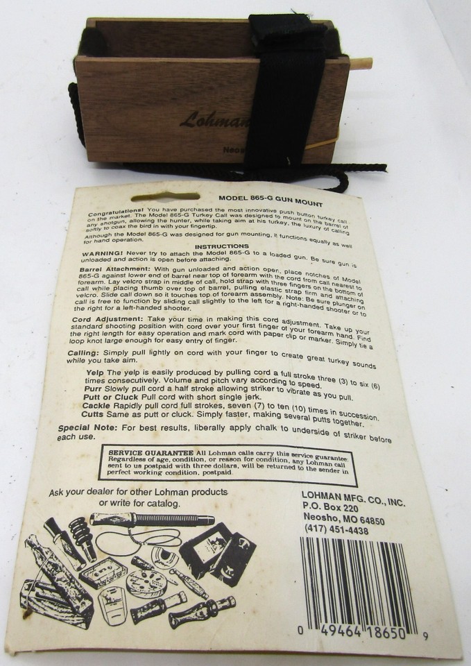 Lohman Gun Mount Turkey Call Model 865G. eBay