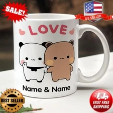 Love Dudu Bubu Personalised Mug - Bear Peach Valentine's Day Animation Gift Idea