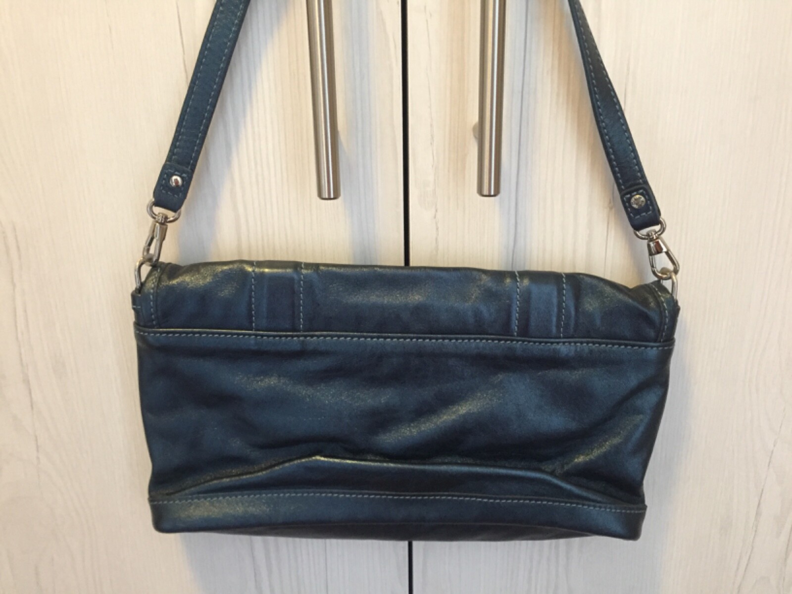 LONGCHAMP metallic Blue baguette bag Gem