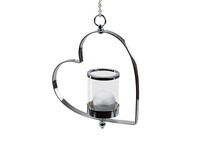 Formano Deko HäNger Herz Metall Silber Glas Teelichthalter Sommer Geburtstag
