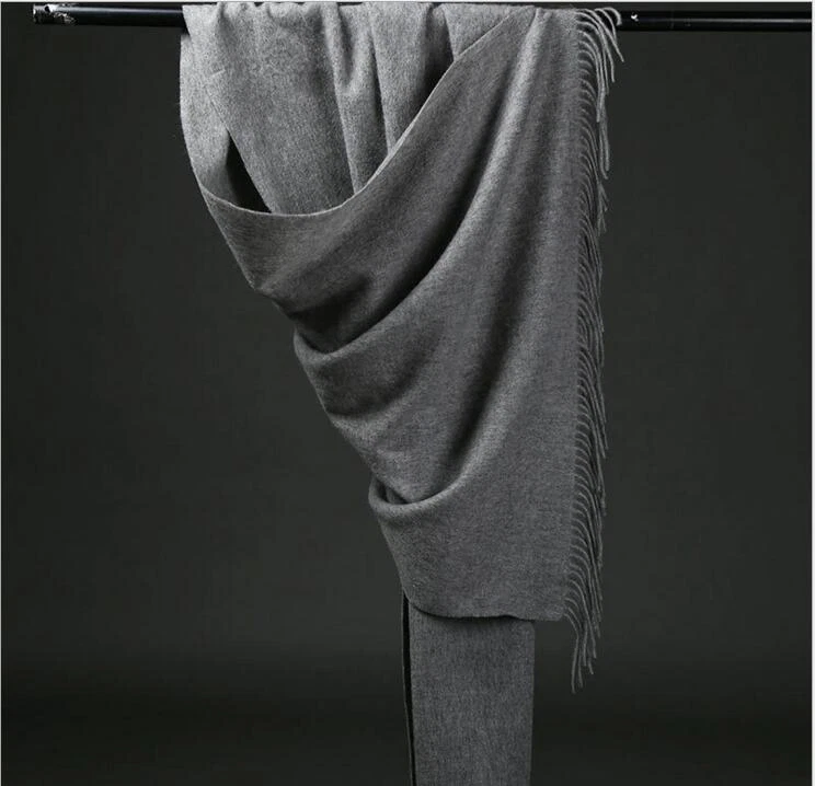 Mens Womens Oversize 100% Cashmere Scotland Wool Blanket Shawl Wrap Solid Scarf - Image 2 of 4