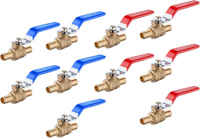 (Pack of 10) EFIELD 1/2 Inch Pex Crimp Brass Full Port Shut-Off Ball Valve For