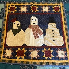 Rustic Homemade Snowman Quilt Wall Art Or Table Topper 25 inches square