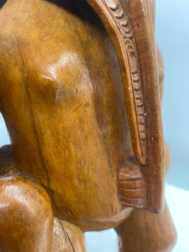South Pacific Oceanic Hand Carved Solid Wood Vintage Statue Cowrie Shell Eyes - Picture 21 of 24
