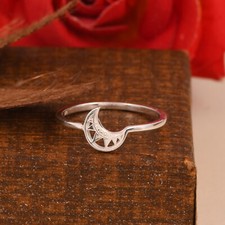 Sterling Silver Crescent Moon Ring Boho Style Jewelry Promise Engagement Rings
