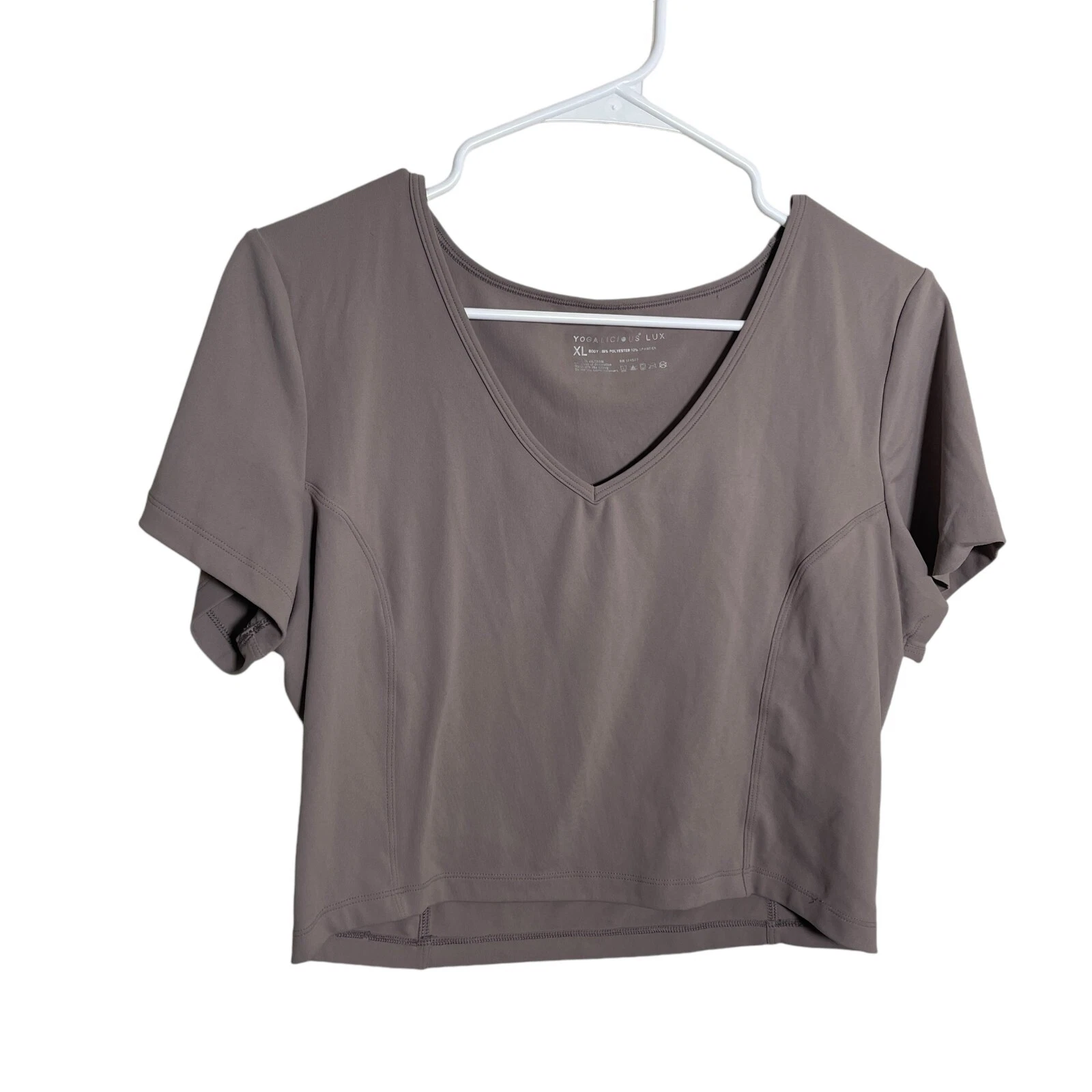 yogalicious lux short sleeve cropped athletic tee top shirt
