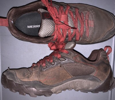 Merrell Sz 8.5 Brown Leather Canvas Fashion Sneakers Mens  display picture 1