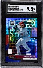2022 Donruss Optic #166 Yadier Molina BLUE PANDORA PRIZM /99 SGC 9.5 MINT+