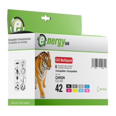 8 Patronen Multipack ersetzt Canon CLI-42 Bk GY LGY C M Y PC PM für Pro 100 S