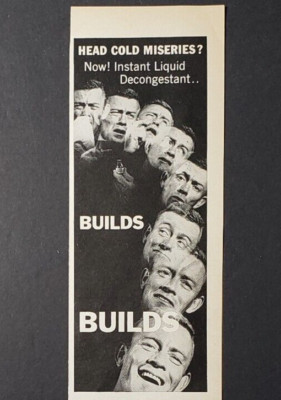 1962 Print Ad Vicks Va-tro-nol Nose Drops For Head Colds Sick Man Is Better
