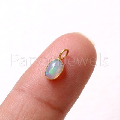 Solid 18k Gold Natural Fire Ethiopian Opal Gift For Wedding Women Charms Pendant